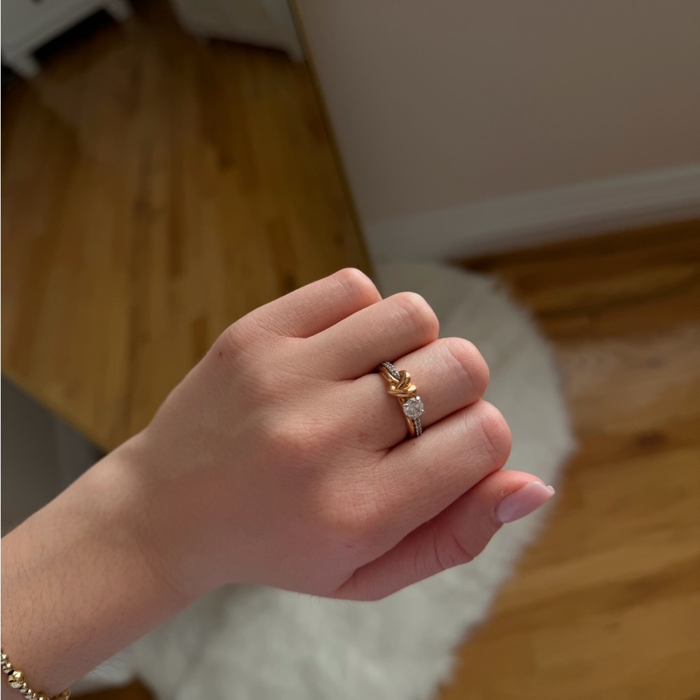 Rose-Gold and Silver Heart Accent Ring - Women Jewelry